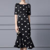 Summer White Polka Dot Slim Fishtail Evening Dress 7