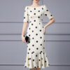 Summer White Polka Dot Slim Fishtail Evening Dress 8