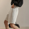 Summer White Pure Cotton Straight-cut Five-point Denim Shorts