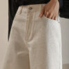 Summer White Pure Cotton Straight-cut Five-point Denim Shorts
