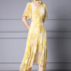 Summer Yellow Printed Resort Style Irregular Rayon Tulle Dress 3