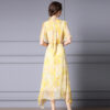 Summer Yellow Printed Resort Style Irregular Rayon Tulle Dress 6
