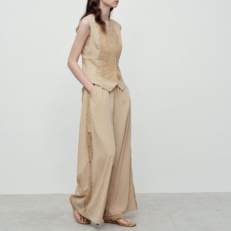 Summer Lace - spliced Casual  Laid-back Wide-leg Pants