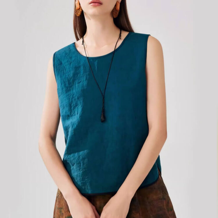 Summer Retro Mulberry Silk Reversible V-neck Top