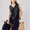 Summer Retro Mulberry Silk Reversible V-neck Top