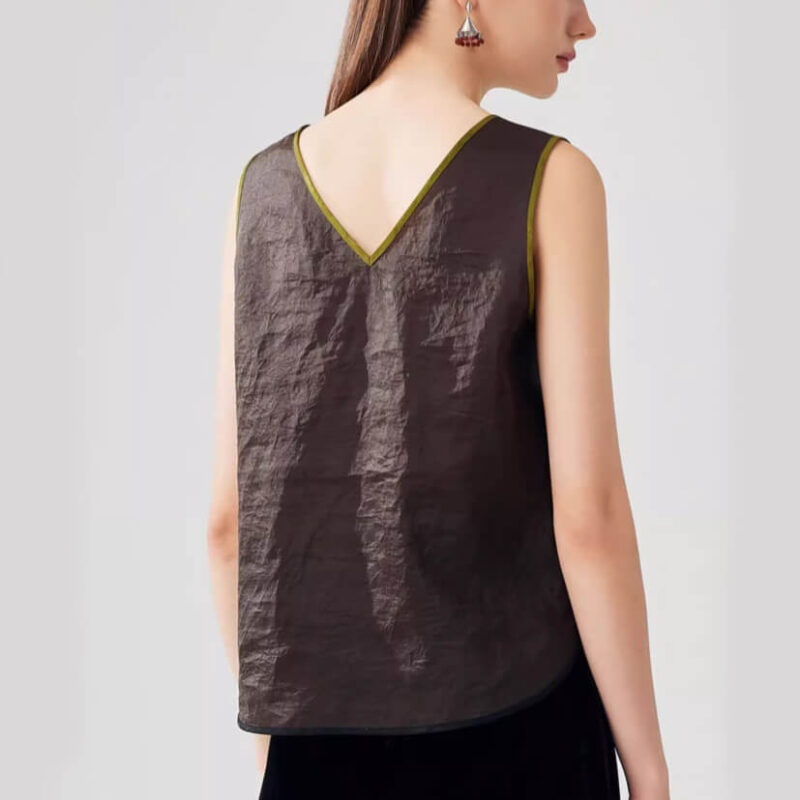 Summer Retro Mulberry Silk Reversible V-neck Top