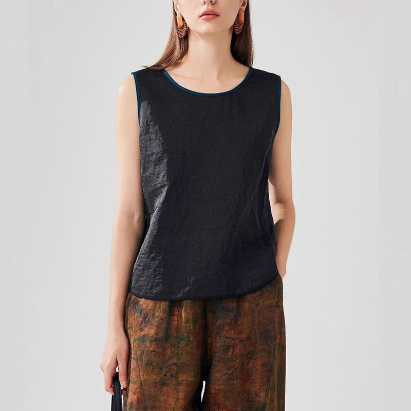 Summer Retro Mulberry Silk Reversible V-neck Top