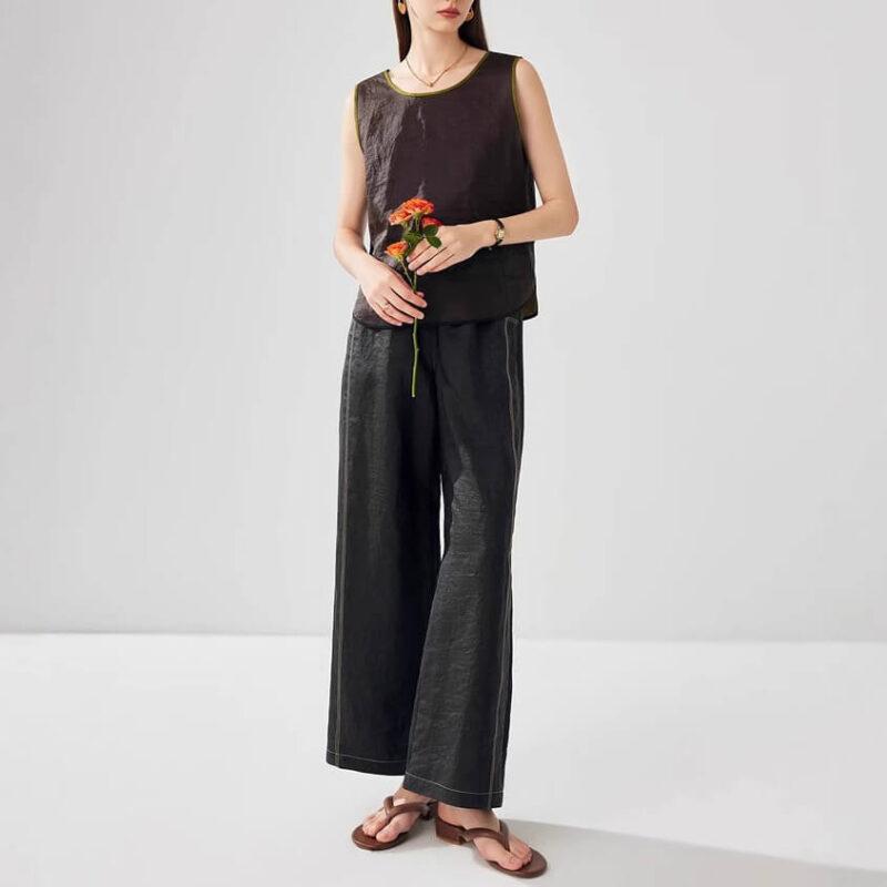 Summer Retro Mulberry Silk Reversible V-neck Top
