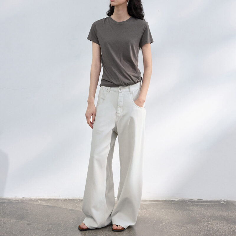 Tencel Cotton Relaxed Curved Hem Jeans 7