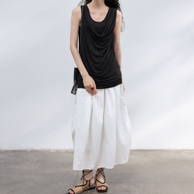 Tencel Drape Neck Double Layer Vest 3