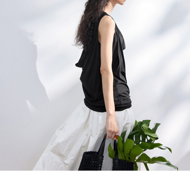 Tencel Drape Neck Double Layer Vest 7