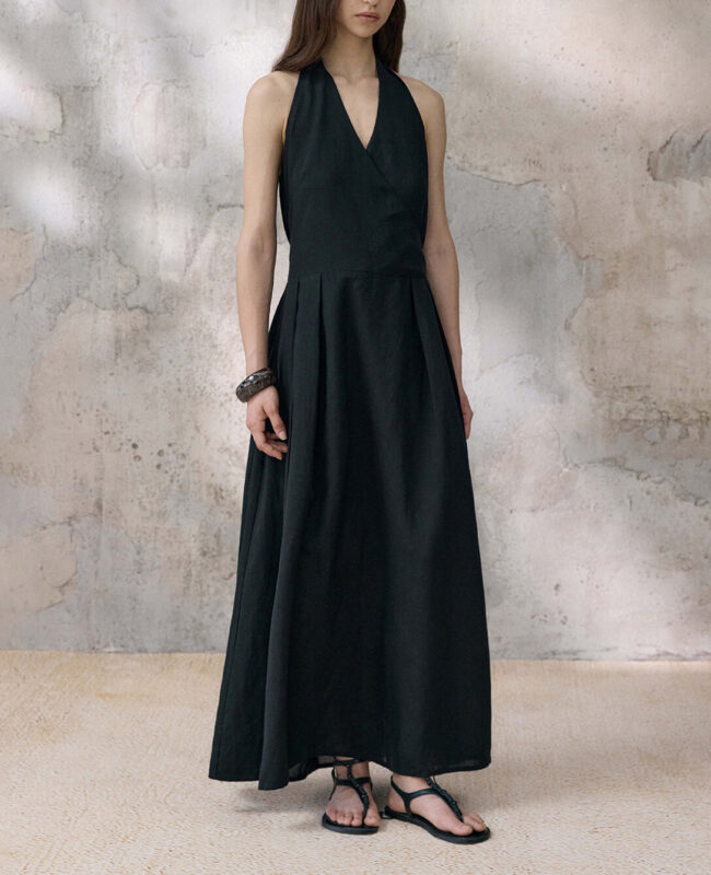 Tencel French-style Halter-neck Backless Dress
