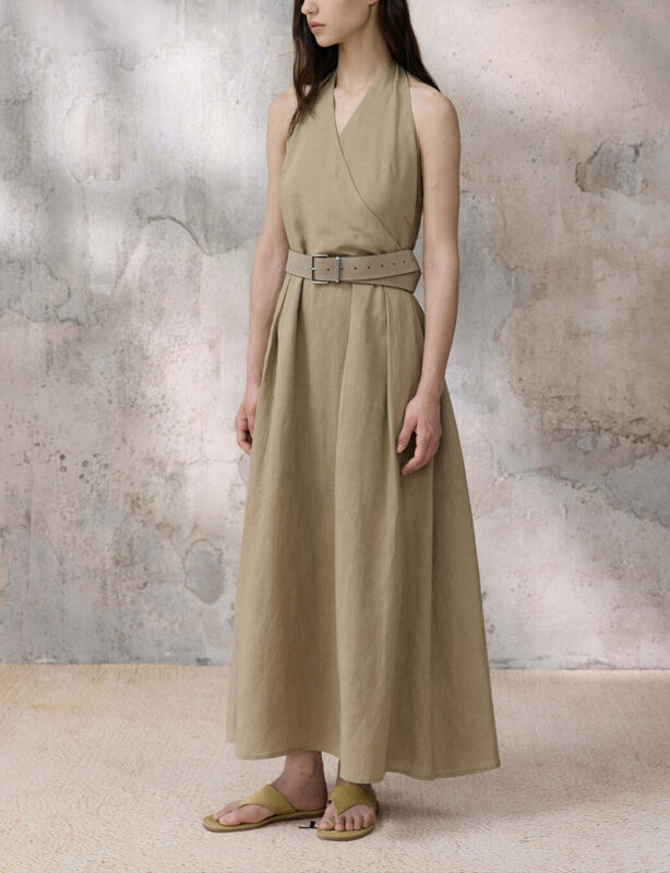 Tencel French-style Halter-neck Backless Dress