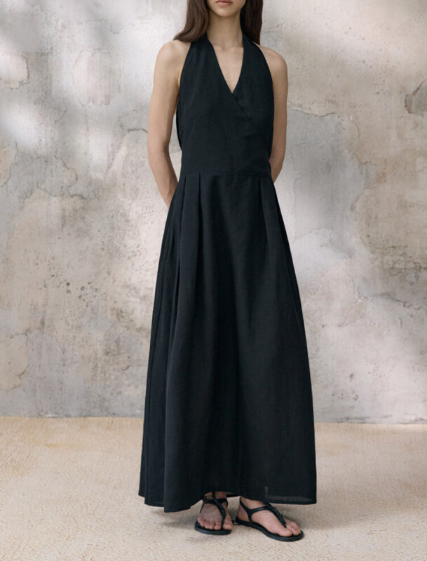 Tencel French-style Halter-neck Backless Dress