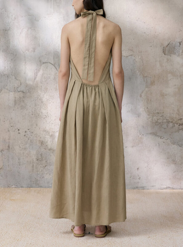 Tencel French-style Halter-neck Backless Dress