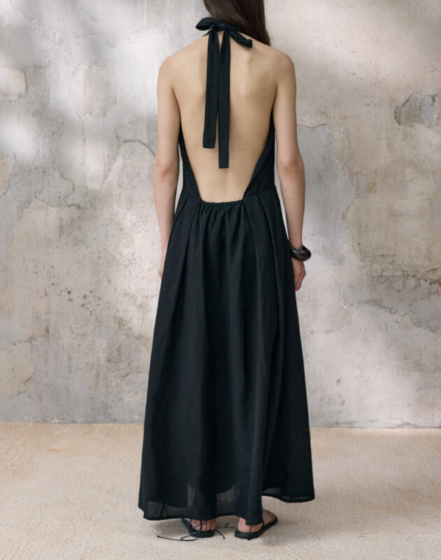 Tencel French-style Halter-neck Backless Dress