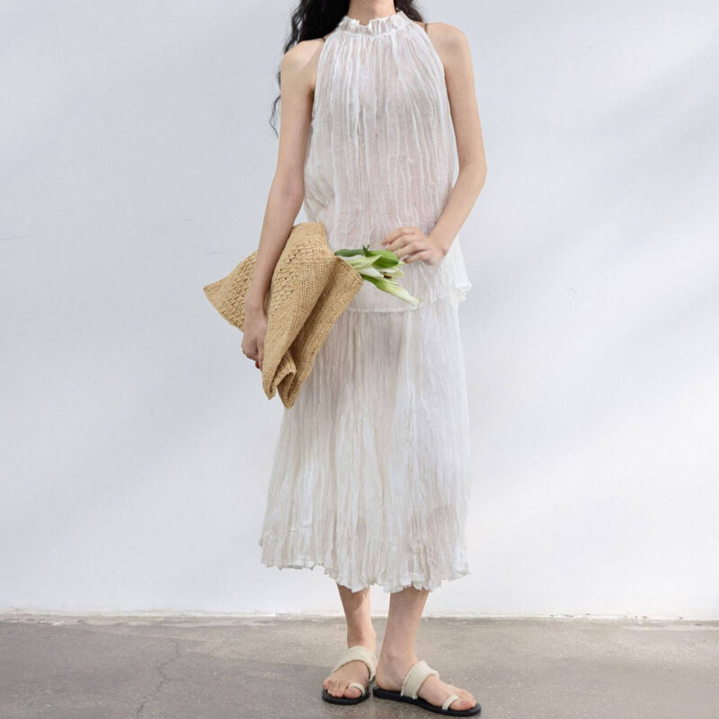 Tencel Pleated A line Skirt 2