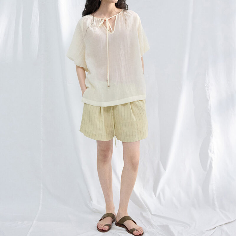 Tencel Puff Sleeve Textured Top 2