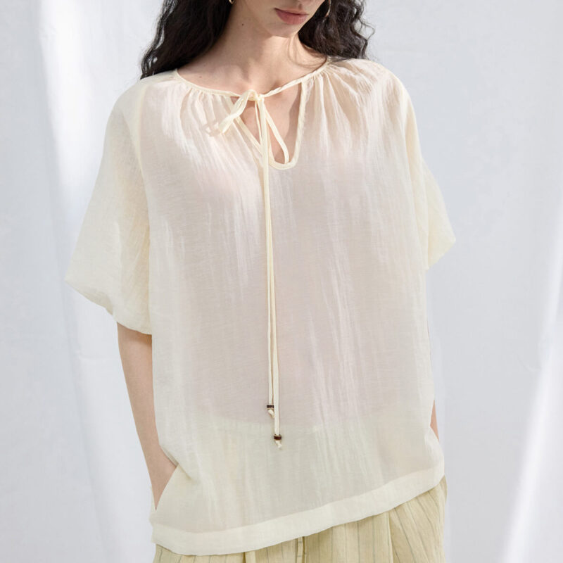 Tencel Puff Sleeve Textured Top 3