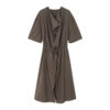 Tencel Cotton Draped Neckline Drawstring Sand Washed Distressed Texture Dress