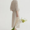 Tencel Cotton Draped Neckline Drawstring Sand Washed Distressed Texture Dress