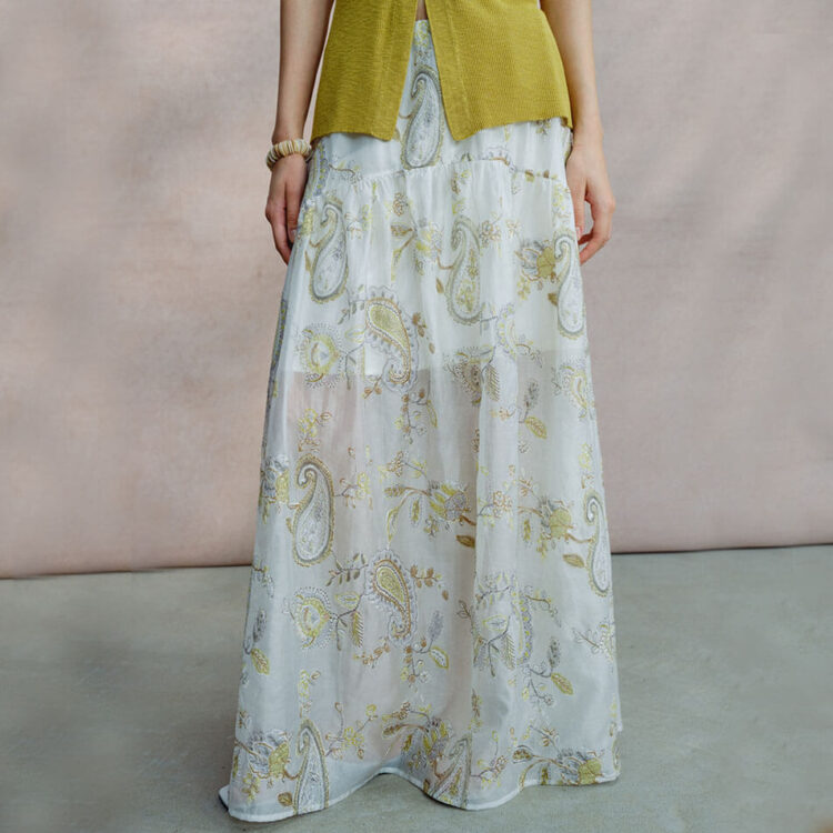 Tencel Embroidered Tulle Skirt