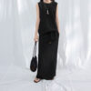 Tencel linen back slit long skirt 5