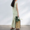 Tencel linen back slit long skirt 7