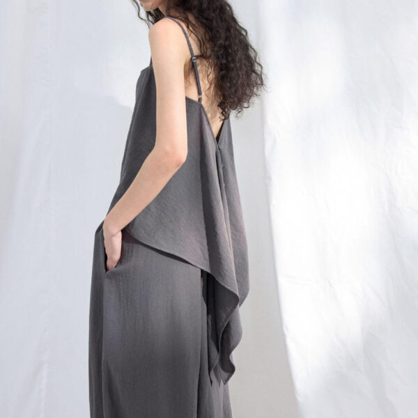 Textured Linen Cotton Slit Sleeveless Camisole 1