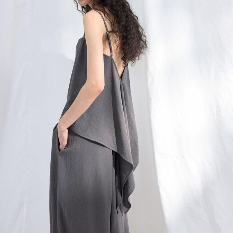 Textured Linen Cotton Slit Sleeveless Camisole