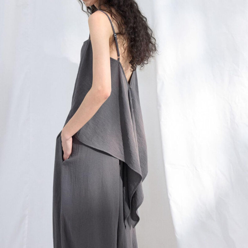 Textured Linen Cotton Slit Sleeveless Camisole 1