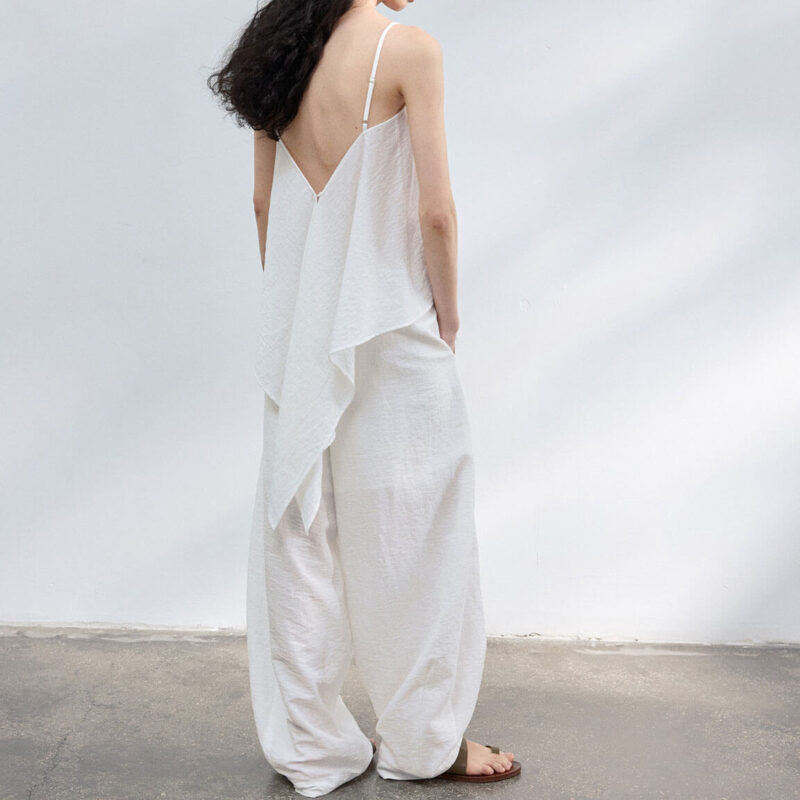 Textured Linen Cotton Slit Sleeveless Camisole 10