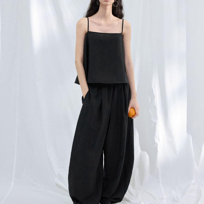 Textured Linen Cotton Slit Sleeveless Camisole 4