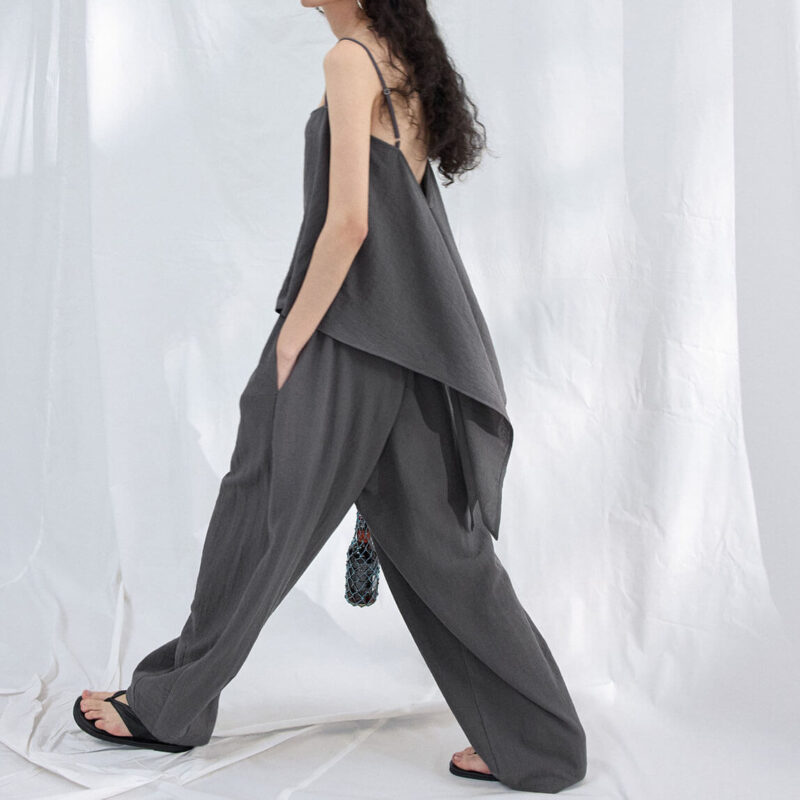 Textured Linen Cotton Slit Sleeveless Camisole 6
