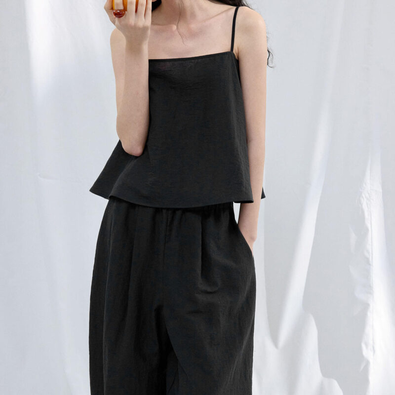 Textured Linen Cotton Slit Sleeveless Camisole 8