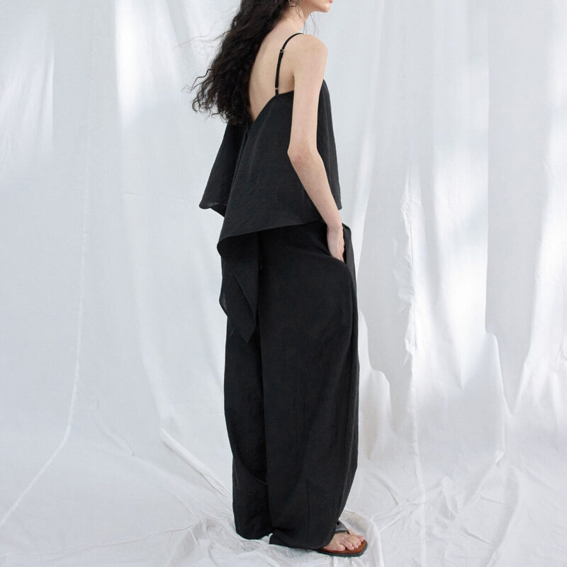 Textured Linen Cotton Slit Sleeveless Camisole 9