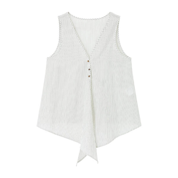 Tie Tencel Striped Irregular Hem Top 2