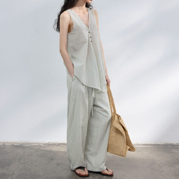 Tie Tencel Striped Irregular Hem Top 8