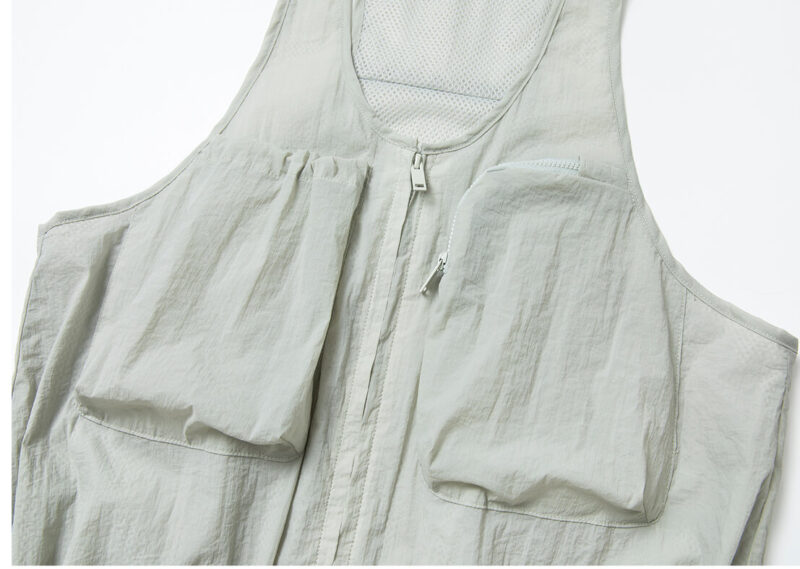U neck Workwear Drawstring Wrinkled Vest 11