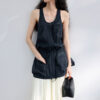 U neck Workwear Drawstring Wrinkled Vest 9