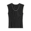 U-neck pearl edge slim fit short knitted vest