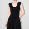 U-neck pearl edge slim fit short knitted vest