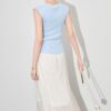 U-neck pearl edge slim fit short knitted vest