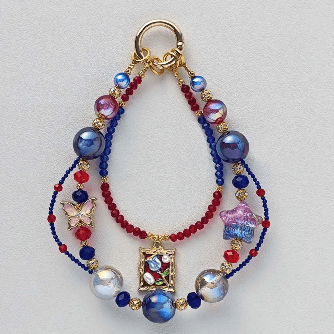 Handmade Beaded Oil Ppainting Tag Mobile Phone Chain Bag Hanging