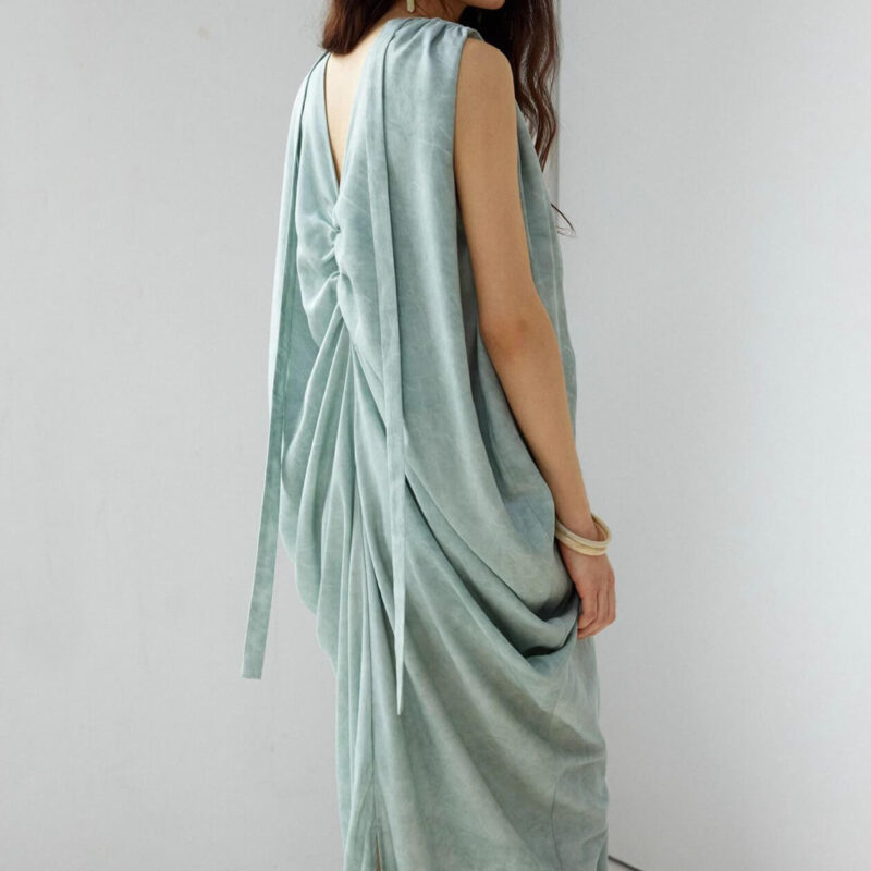 V Neck Tencel Ombre Crinkle Dress 10