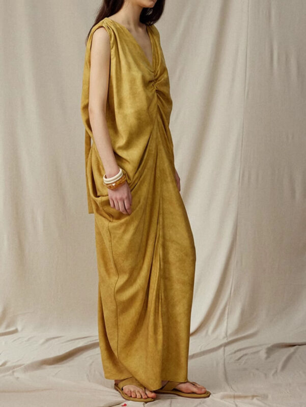 V Neck Tencel Ombre Crinkle Dress 4