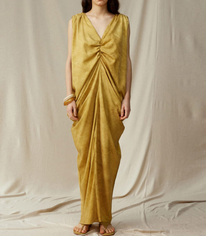 V Neck Tencel Ombre Crinkle Dress 7