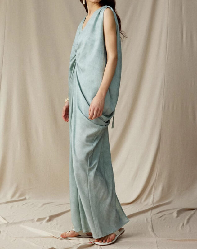 V Neck Tencel Ombre Crinkle Dress 9