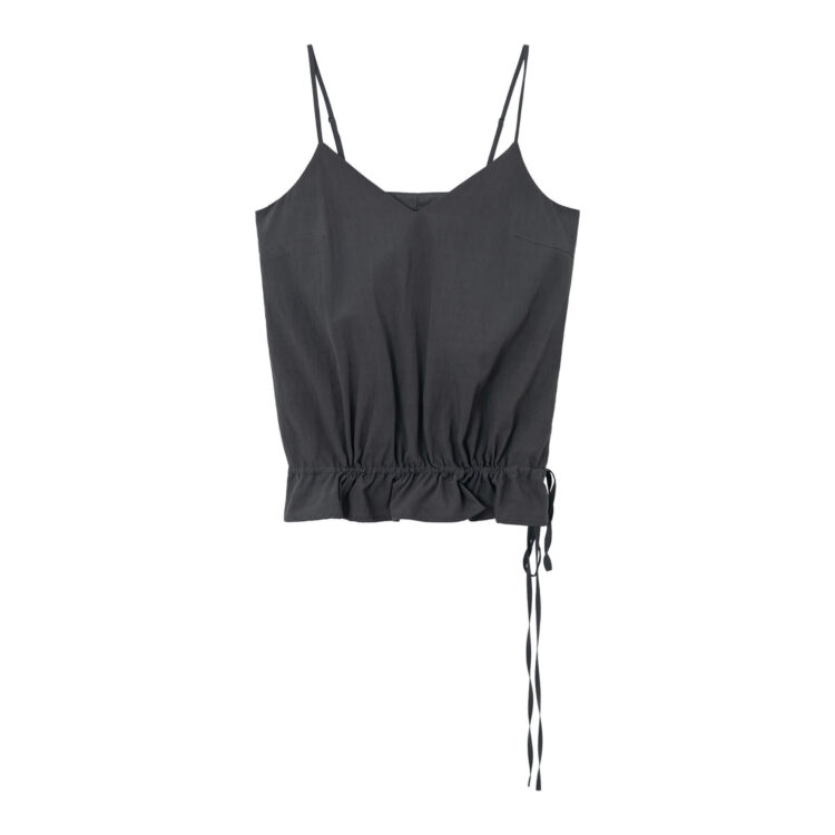 V-neck Drawstring Hem Ruffled Suspenders