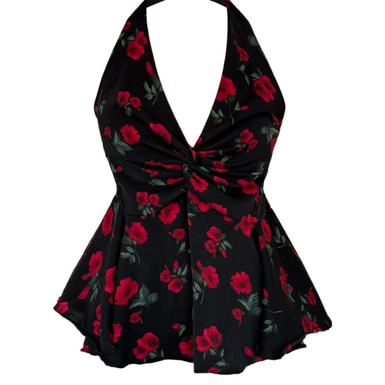 V-neck Ruffled Backless Top
